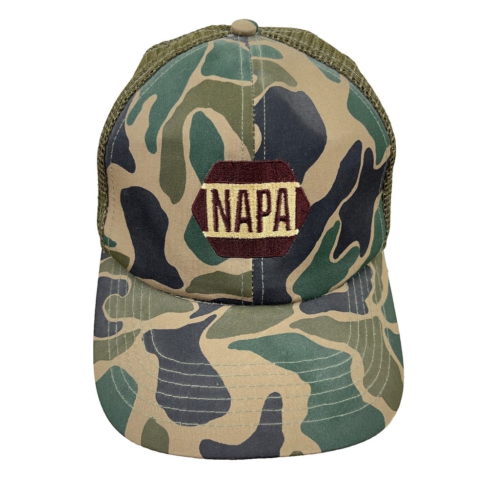 Vintage Napa Trucker Hat Cap Green Camo Snapback 90s Y2K Mesh Adult Mens